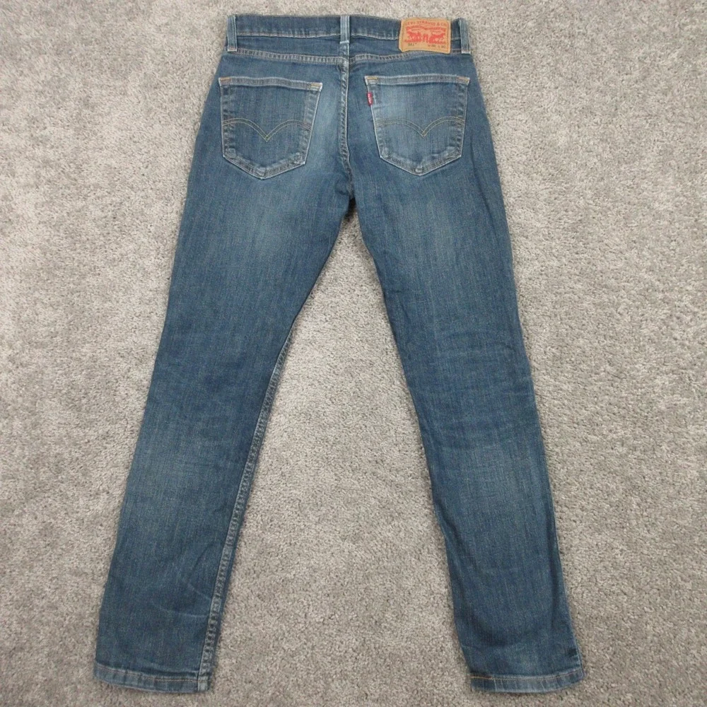 Levis Jeans Mens‎ 30x30 Blue 511 Slim Straight Faded Whiskering Zip Denim Pants
